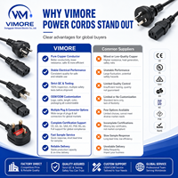 Kabel Daya Australia 2Pin/3Pin Tipe AS/NZS I 10A 250V 3x1.0mm2 Kabel PVC Disetujui SAA Peralatan Rumah Tangga Komputer OEM ODM Grosir