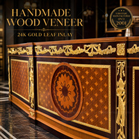 Comptoir de réception de luxe en bois massif français, armoire de bar classique avec feuille d'or pour la maison, l'hôtel, la villa, le hall d'entrée