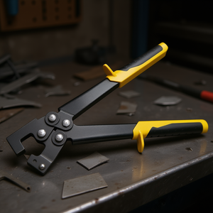 Pince à découper robuste en acier avec poignées jaunes et noires pour la découpe de tôles métalliques - Product Image 3