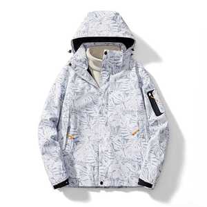 Chaqueta de mujer para exteriores 3 en 1 con forro polar, cortavientos, manga larga, capucha desmontable con diseño estampado - Product Image 3