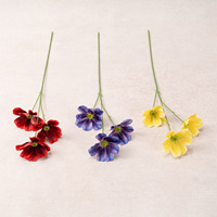Fleurs artificielles en soie, verdure, 3 têtes de Potentilla Fruticosa simulées, pour vitrine, aménagement paysager et décoration intérieure