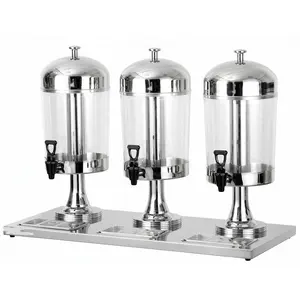 Dispenser minuman Stainless Steel 3x8L multifungsi komersial, Dispenser minuman jus panas dan dingin komersial