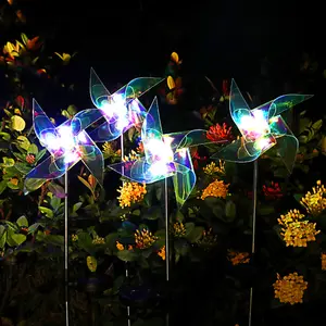 Solar Windmill Garden Lights mit mehrfarbig wechselnder LED Metal Stake Yard Dekorative Außen lampe für Hof und Garten