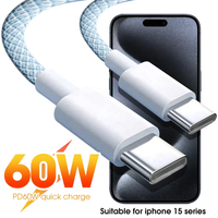 1m 2m 60W PD Charge Rapide 3A 5A 3FT 6FT Type C Tresse en Nylon Rapide USB C vers USB C Câble de Chargeur de Téléphone Mobile de Données