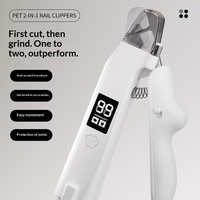 Cortauñas y Lima Eléctrica Profesional 2 en 1 de Acero Inoxidable para Mascotas con Luz LED, Pantalla LCD, Recargable por USB y Antisalpicaduras
