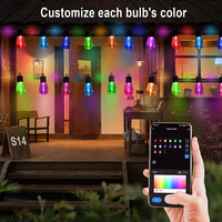 Guirlandes lumineuses intelligentes à intensité variable Rgb S14, étanches pour l'extérieur, pour les fêtes, les patios, guirlandes lumineuses LED multicolores