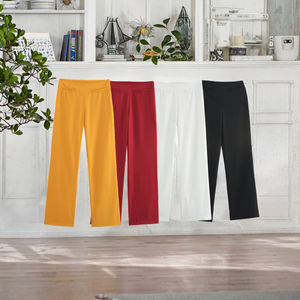 Pantalon droit pour femme, été, décontracté, respirant, en mousseline de soie, 100% polyester, uni, taille haute, fermeture éclair, poches - Product Image 3