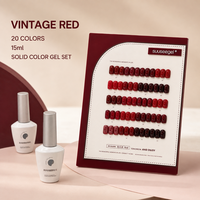 Suuseegel – Kit de vernis gel UV vintage de luxe longue durée, non toxique, couleur unie, 20 couleurs, 15 ml, Rouge Français Icône