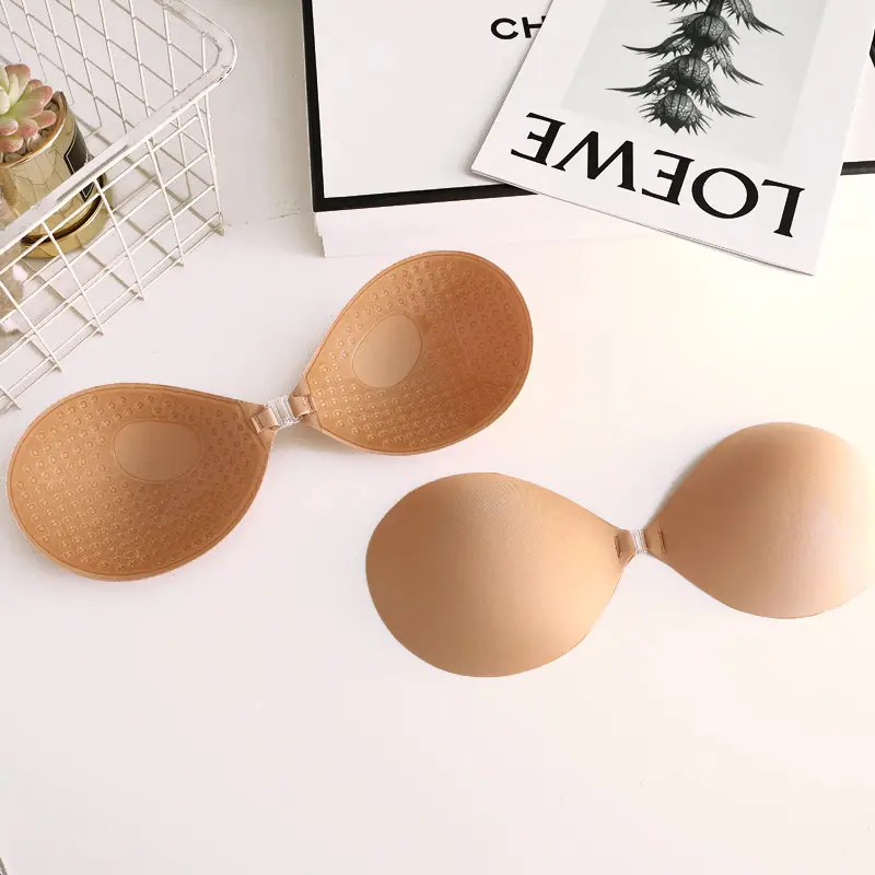Push up Breathable One-Piece round Cup Water Drop Bra Swimming Non-Slip Wedding Dress Silicone Breast Pad