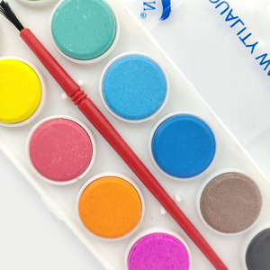 Ensemble de 12 couleurs de peinture à l'eau solides pour enfants, pigments d'aquarelle sur toile, papier, verre - Product Image 5