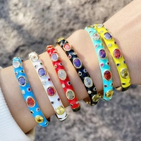 Bracelets et Joncs en Or Plaqué avec Zircons Arc-en-ciel Multicolores en Émail Cubique, Bijoux de Mode Raffinés pour Femmes