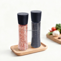 Bouteille de moulin à épices jetable en plastique de 340 ml, noir, avec couvercle de broyage en PC, moulin à sel rose de l'Himalaya, moulin à poivre