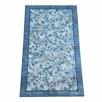 Tapis en flanelle polaire imprimé bleu floral, lavable en machine, 71x122cm, tapis doux antidérapant pour entrée, couloir, chambre à coucher