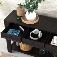 Table console longue en bois rétro multi-tiroirs, design tendance, pour salon et entrée, personnalisable, en promotion à l'étranger