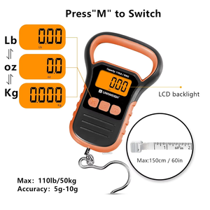 पोर्टेबल इलेक्ट्रॉनिक डिजिटल सामान पैमाने 50 किलोग्राम जलरोधक एब्स + s डिस्प्ले किलो/औंस/lb अनुकूलन योग्य गंध 150 सेमी टेप मछली पकड़ने - Product Image 4