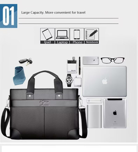 <span class=keywords><strong>Sac</strong></span> pour <span class=keywords><strong>ordinateur</strong></span> portable étanche en cuir PU 14 pouces <span class=keywords><strong>sac</strong></span> d'ordinateurs de messager à épaule unique pour bureau voyage d'affaires hommes - Product Image 3