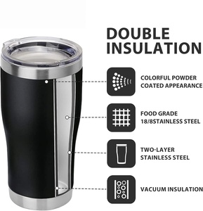Gobelet isotherme en acier inoxydable avec revêtement en poudre personnalisé de 16 oz, à double paroi, isolé sous vide, avec couvercle, tasse à café, tasse à lait de voyage - Product Image 2