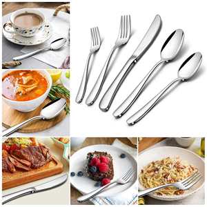 Venta superior 18/10 Acero inoxidable 304 Juego de cubiertos Restaurante Hotel Cubiertos Planta Patrón Cuchillo Cuchara Tenedor Juegos de vajilla Metal - Product Image 6