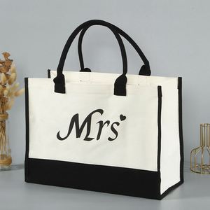 2-Piece Set Eco-friendly Canvas Tote Shopping <b>Bag</b> Large Capacity Letter Canvas <b>Bags</b> for Daily Advertising - Product Image 5