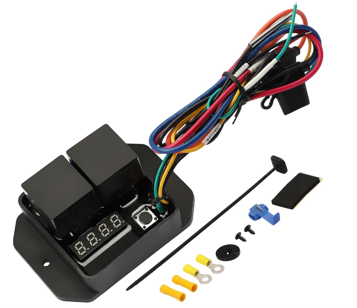 Kit Thermostat Ventilateur Électrique 12V Réglable 0-120°C - Relais + Sonde Inox + Câblage - Pour Voiture, Camion, Radiateur