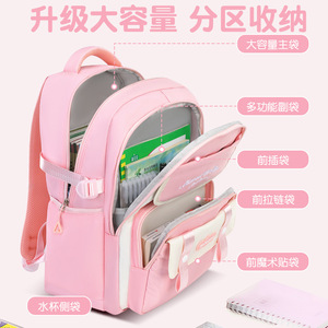 <b>Student</b> <b>Backpack</b> 15 Inches Color Blocking Large Capacity School Education Unisex Soft Handle Interior Zipper Pocket - Product Image 4