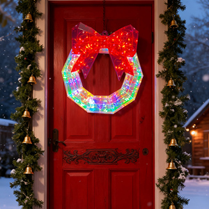 Lazo Rojo LED Decorativo para Colgar en la Pared, Funciona con Batería, Lazo Prismático Luminoso, Decoración Geométrica para Bodas, Navidad y Fiestas - Product Image 2