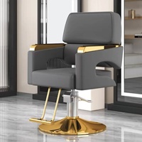 Fauteuil de salon de coiffure haut de gamme Wss 2025, pivotant et relevable, en acier inoxydable, noir, pour hommes