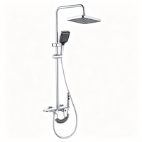Système de douche en laiton chromé poli, multi-modes, avec douchette à effet pluie, kit complet mural pour salle de bain