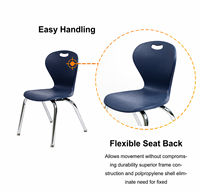 Chaise d'école moderne pliable en plastique avec pieds chromés pour salle de classe, gymnase, hôpital, maison, bureau, appartement - Vente en gros