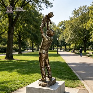 Estatua de Bronce de Padre e Hijo a Tamaño Real, Fundición por Cera Perdida, Escultura Conmemorativa <span class=keywords><strong>Familiar</strong></span> para Jardín o Parque, Personalizada, Venta al Por Mayor, OEM - Product Image 4