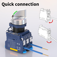 LANBOO 22SA1-Y1 X1 Interrupteur à bouton-poussoir à verrouillage-2/3 Gear, système haute tension 110V/220V, avec LED