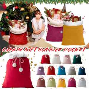 <b>Personalised</b> Christmas Easter Santa Sack Cotton Rope Woven Name Velvet with <b>Drawstring</b> Custom Gift <b>Bag</b> for Child - Product Image 3