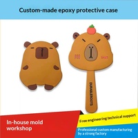 Miroir de maquillage en silicone personnalisé avec des animaux de dessin animé, miroir rond portable avec revêtement en époxy, personnalisation, miroir cosmétique portable, cadeau promotionnel