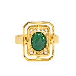 Anillo de Cristal Chapado en Oro PVD, Acero Inoxidable 316L, Joyería Sostenible y Resistente - Product Image 2
