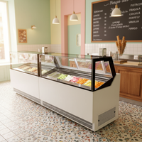 Vitrine Réfrigérée Commerciale à Température Unique pour 8 à 24 Bacs, avec Refroidissement par Air, pour Crèmes Glacées et Gelato, Idéale pour Cafés, Garantie 12 Mois