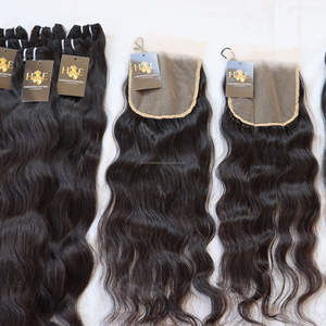 Usine en gros pré-plumé vague de corps bouclés dentelle frontale fermeture transparente cuticule aligné brut indien droite cheveux humains Bu - Product Image 2