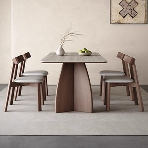 Juego de Mesa de Comedor de Mármol Minimalista Nórdico con Sillas de Madera de Nogal, Muebles Modernos para el <span class=keywords><strong>Hogar</strong></span> de 6 Plazas para Comedor - Product Image 4