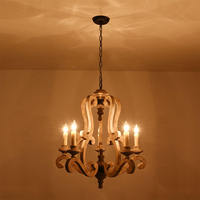 Luminaire suspendu vintage en bois courbé, chaîne de suspension en métal, vente en gros directe d'usine, nombre d'ampoules personnalisable, lustre pour villa