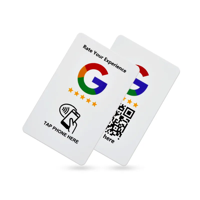 Programmierbare 13,56 MHz NFC QR-Code-Überprüfungskarte Kunststoff benutzerdefinierte Google-Überprüfungskarte mit QR-Code