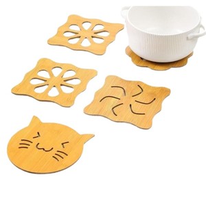 แผ่นรองจานไม้ลายการ์ตูนแมว ทนความร้อน สำหรับวางบนโต๊ะ ชาม จาน - Product Image 5
