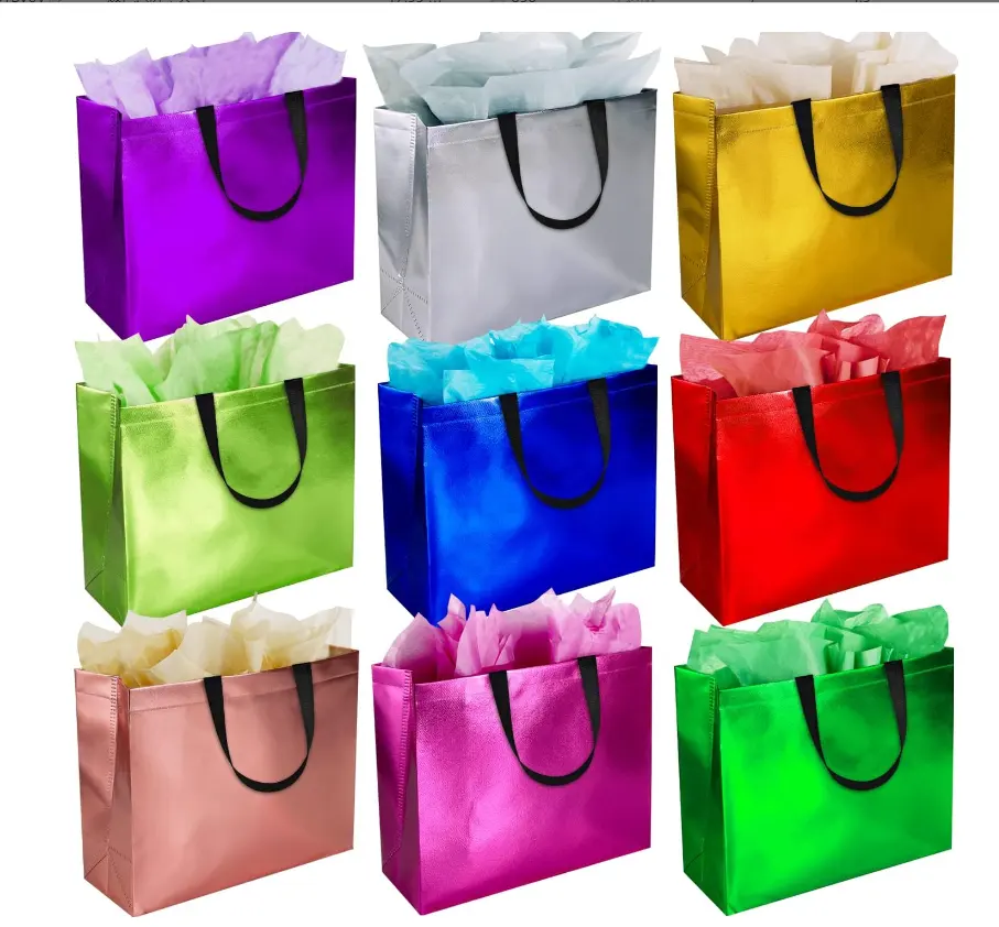 Waterproof Christmas gift recycle shopping Reusable gift wrap bright film womens non-woven bag