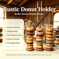 3er-Pack Akazien-Donut-Ständer 14 Zoll Verdickter Ständer Farmhaus Holz-Display für Geburtstagsfeiern Hochzeiten Bäckerei Dessert-Bar Tisch