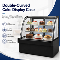 Vitrine réfrigérée pour gâteaux à double courbure en verre de 1200 mm, capacité 2 à 10 gâteaux ℃   Vitrine réfrigérée pour pâtisseries et desserts pour boulangerie
