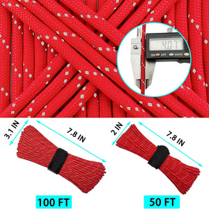 Cordón reflectante de paracord de 100 pies, 7 hebras de nailon 550, cordones de paracaídas de 4 mm de grosor, camuflaje, para tienda de campaña, <span class=keywords><strong>camping</strong></span>, senderismo, todas las estaciones - Product Image 3