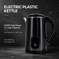 Bouilloire électrique sans fil en plastique 2L 1500W, ébullition rapide, portable, usage domestique, arrêt automatique, protection contre l'ébullition à sec
