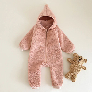 Combinaison pour bébé grenouillère en molleton pour bébé, grenouillère <span class=keywords><strong>chaude</strong></span> à capuche pour nourrisson, vêtements d'hiver personnalisés pour bébé, grenouillère pour nourrisson et nouveau-né - Product Image 2