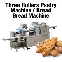 Machine à pain électrique à trois rouleaux haute capacité HJ-650, ligne de traitement automatique de la pâte pour pains farcis et baguettes