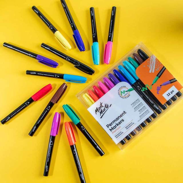 Mont Marte Permanent Markers 12pc Pen Markers Artist Markers