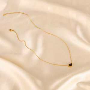 Collar Minimalista de Acero Inoxidable con Colgante en Forma de Corazón Chapado en Oro de 18K para Mujer, Cadena de Eslabones a la Moda - Product Image 2