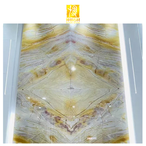 Losas de Piedra Natural para Paredes, Revestimiento de Piso, Azulejos de Lujo para Exteriores de Edificios, Escaleras de Mármol Amarillo Transparente - Product Image 2